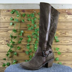 OTBT Brule Womens Tall Knee High Suede Leather Buckle Strap Heel Boots 9 M